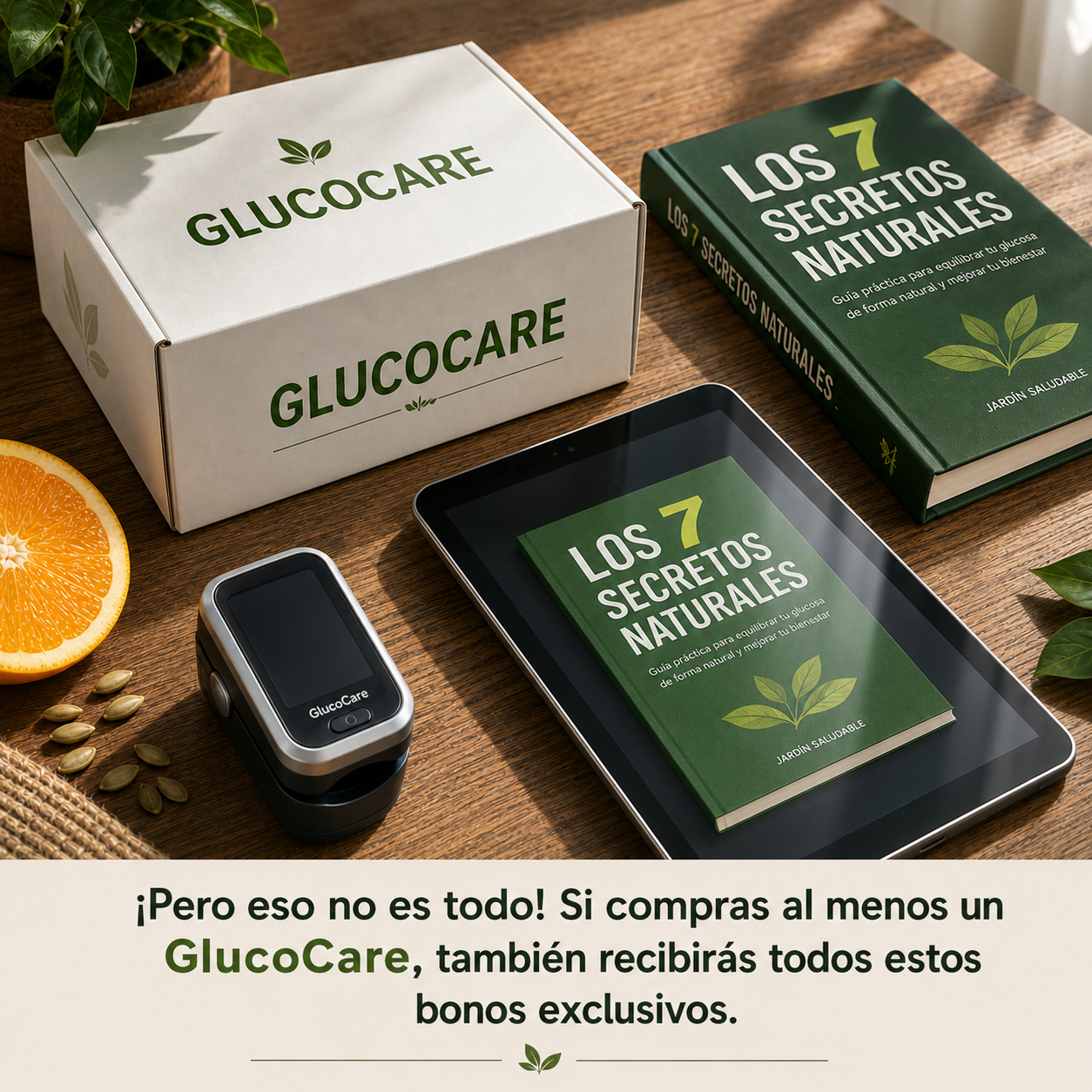 Cuidaré GlucoCare™ Monitor de Sinais Vitais 3 em 1 Sem Agulhas